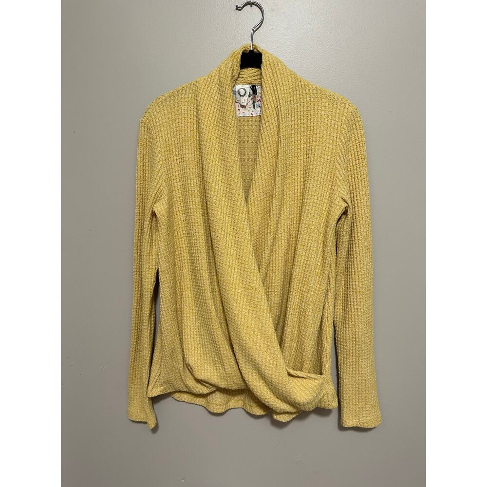 Anthropologie Akemi Kin Wrap Waffle Knit Sweater Women Yellow Small